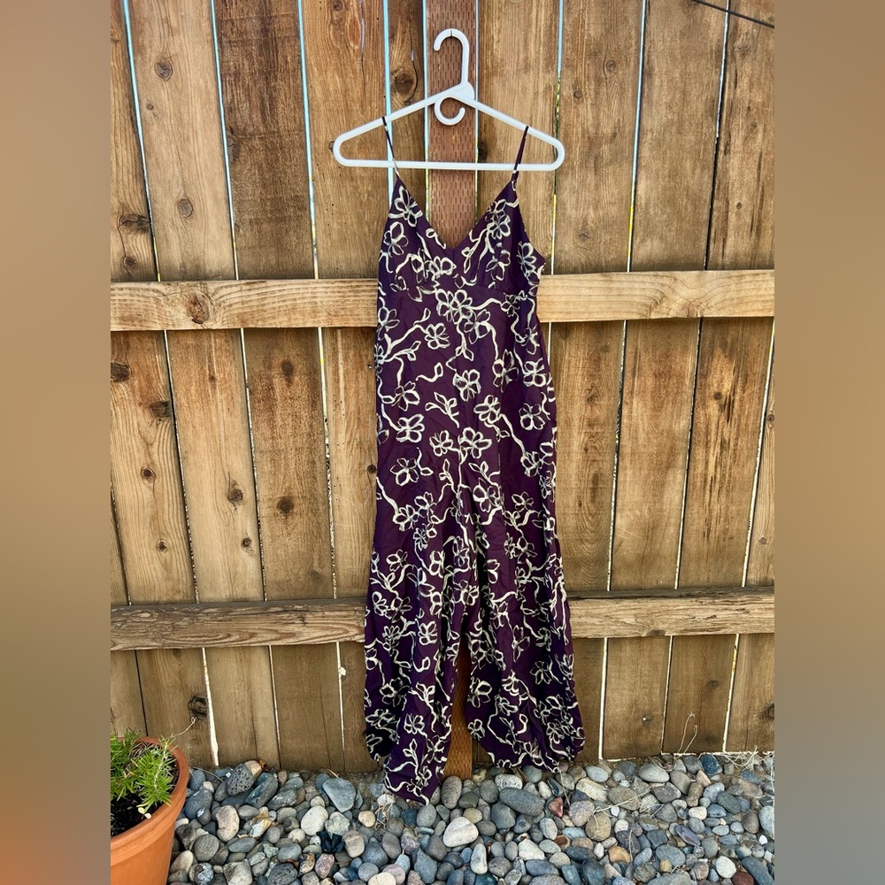 Madewell Dark Purple Floral Jumpsuit
